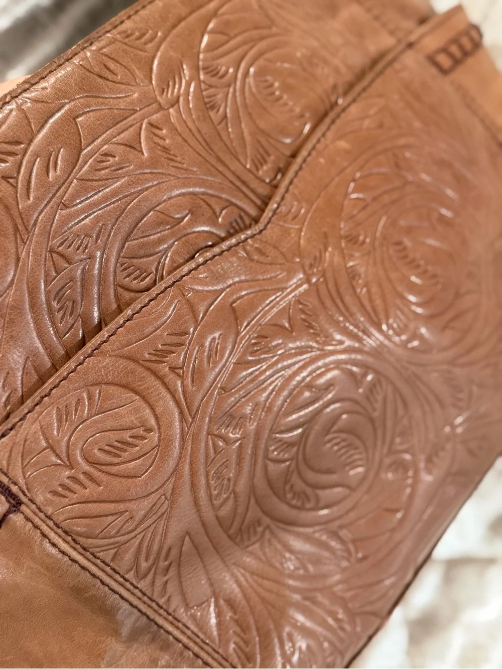 The Sak Sequoia Brown Embossed Leather Shoulder Tote